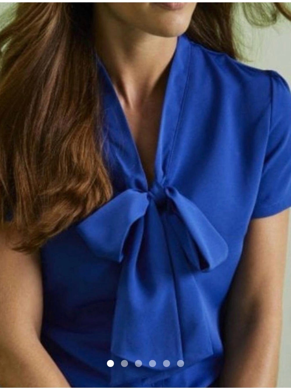 Pleione Cobalt Blue Tie-Front Short Sleeve Blouse